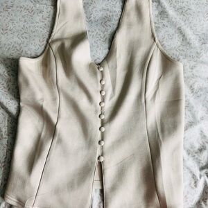 Cream Button-Front Women's Skirt